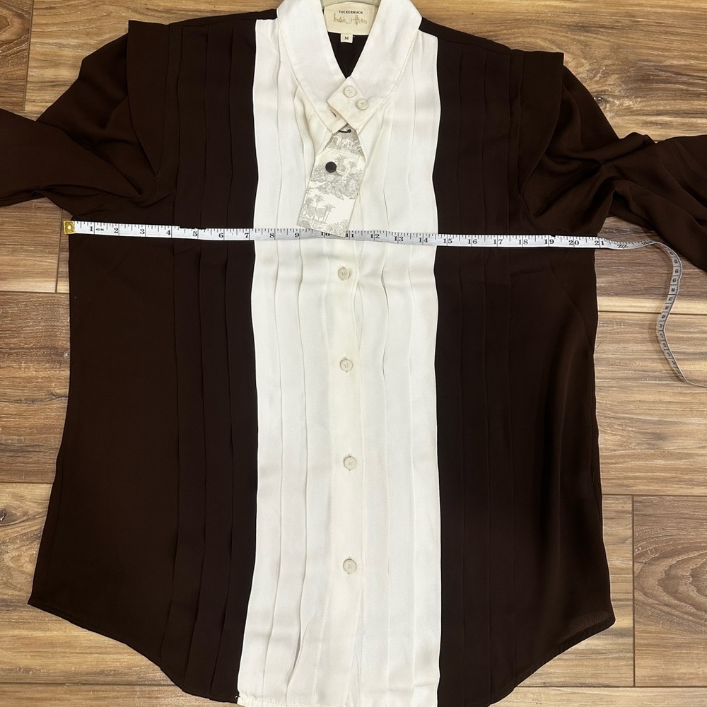 Tuckernuck India Hicks Chocolate Ivory Grove Long Sleeve Button Down Blouse NWOT - Picture 8 of 12